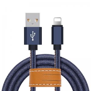 Blue Jean Braided Apple Lightning Cable 3.3ft Fast Transfer For IPhone X 8 7 6S