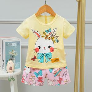 Children'S Air Conditioning Summer Girls Cotton Pajamas 130cm Cartoon Long Eared Rabbit