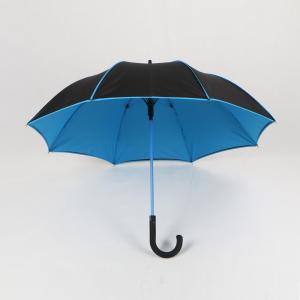 China Blue And Black Walking Stick Umbrella , Portable Double Layer Golf Umbrella supplier