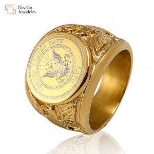 China Men Signet Rings Stainless Titanium Steel Jewelry Military Flying Eagle Logo supplier