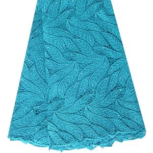 China Teal blue african cord lace fabric 2015 / wedding dresses guipure lace / chemical lace supplier