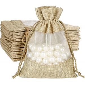 China Lightweight Durable Burlap Sheer Bags  Drawstring Gift Bag Jewelry Pouches for Candy Wedding Party Favor supplier