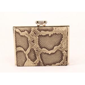 China Snakeskin Pattern Dark Brown Clutch Bag , Cow Leather Black Patent Clutch Bag wholesale