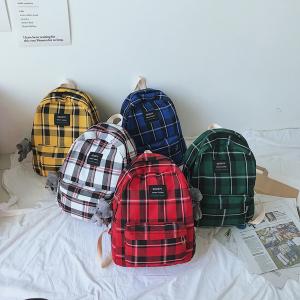 Bag female Korean version of junior and senior high school students wind small fresh day department checked backpack