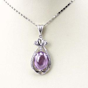 China Sterling Silver 11mmx14mm Purple Cubic Zircon Pendant and Silver Chain 18 Inches(PSJ0270) supplier