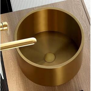 China Stainless Steel 304 Stainless Vessel Sinks , Gold Bathroom Sink Bowl For Cabinet Lavatory supplier