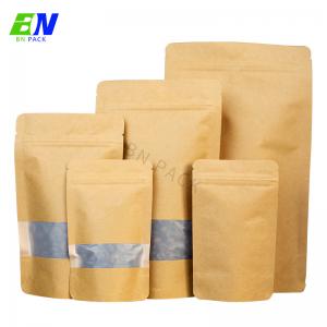 China Brown Kraft Paper No Printing Stock Pouch For Food Packaging With Zipper supplier