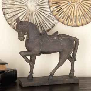 Office Horse Metal Tabletop Sculptures Cast Iron Statues 15 Inch Height