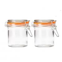 China Food Storage Airtight Locking Clip Clear Glass Jar With Lid on sale
