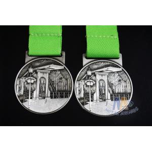 China 3D Bespoke Design School Half Marathon Marathon Metal Award Medals Printed Ribbon supplier