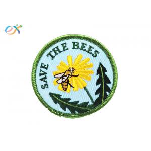 Personalized Iron On Patches , Flower Embroidery Patches With Paper Coated