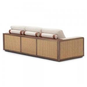 wooden frame rattan woven backrest and armrest  Luxury Hotel Bedroom Furniture