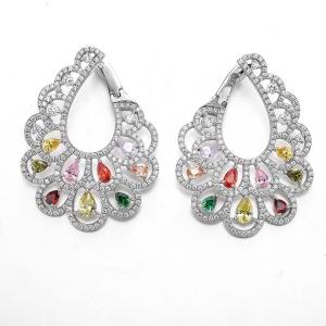 China Bridal Clip on 925 Silver CZ Earrigns Wedding Teardrop Christmas Earrings supplier