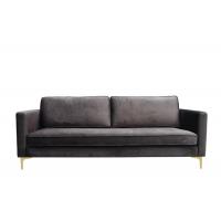 China Contemporary Black 3 Seater Couch Velvet Black Fabric Sofa Metallic Legs on sale