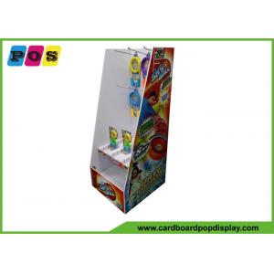 China Metal Pegs Cardboard Pop Displays Floor Standing , Two Trays Shop Display Stands For Skipping Rope HD052 supplier