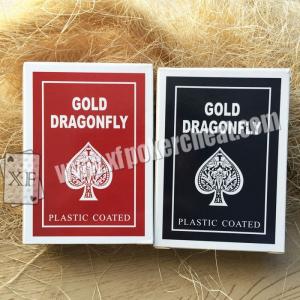 China Gold Dragonfly Plastic Coated Playing Cards With 2 Regular Index supplier