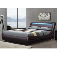 China Upholstered Modern Contemporary Bed Frame Leather Wave Curve Platform Bed on sale