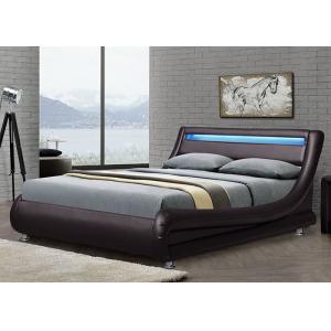 Upholstered Modern Contemporary Bed Frame Leather Wave Curve Platform Bed
