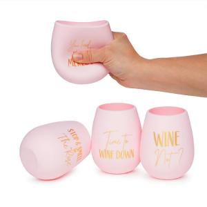 Beach Food Grade Silicone Stemless Wine Glasses 12oz Recyclable