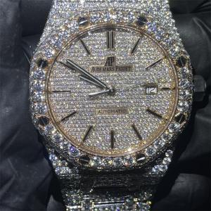 Custom Luxury Moissanite Iced Out Watch VVS Stainless Steel Diamond Watch