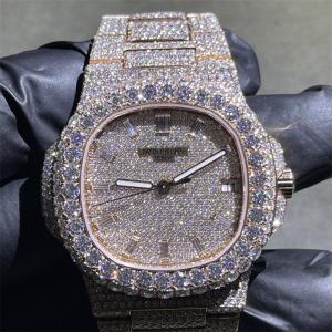 China OEM Moissanite Bust Down Watch Luxury Handmade VVS Moissanite Diamond Watch supplier