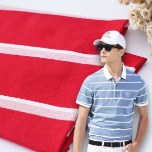 Plain And Breathable Lycra Polo Shirt Cotton Fabric Striped Pattern