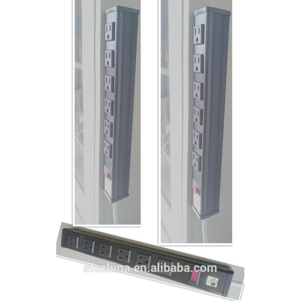 SFC306-612 aluminium alloy UL approved 6-outlets power strip( mounting type:magnetism )