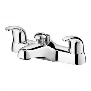 Deck Mounted High Flow Bathtub Faucet 2 Holes 2 Handles Multiple Uses