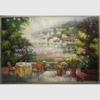 China Handmade Canvas Mediterranean Oil Painting Linen Garden Scenery Oil Painting on sale