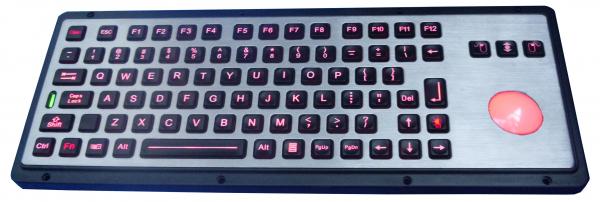 Industrial Metal Keyboard with Backlit Trackball Robust IP65 Panel Mount