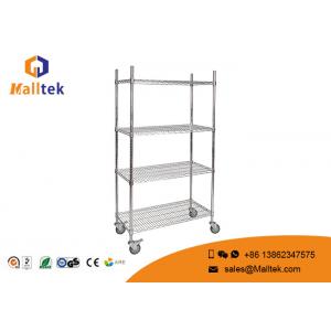 Optional Layer Height Wire Mesh Shelving Commercial Wire Shelving With 4 Wheels