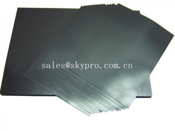 Electrically conductive rubber sheeting roll with low electrical volume