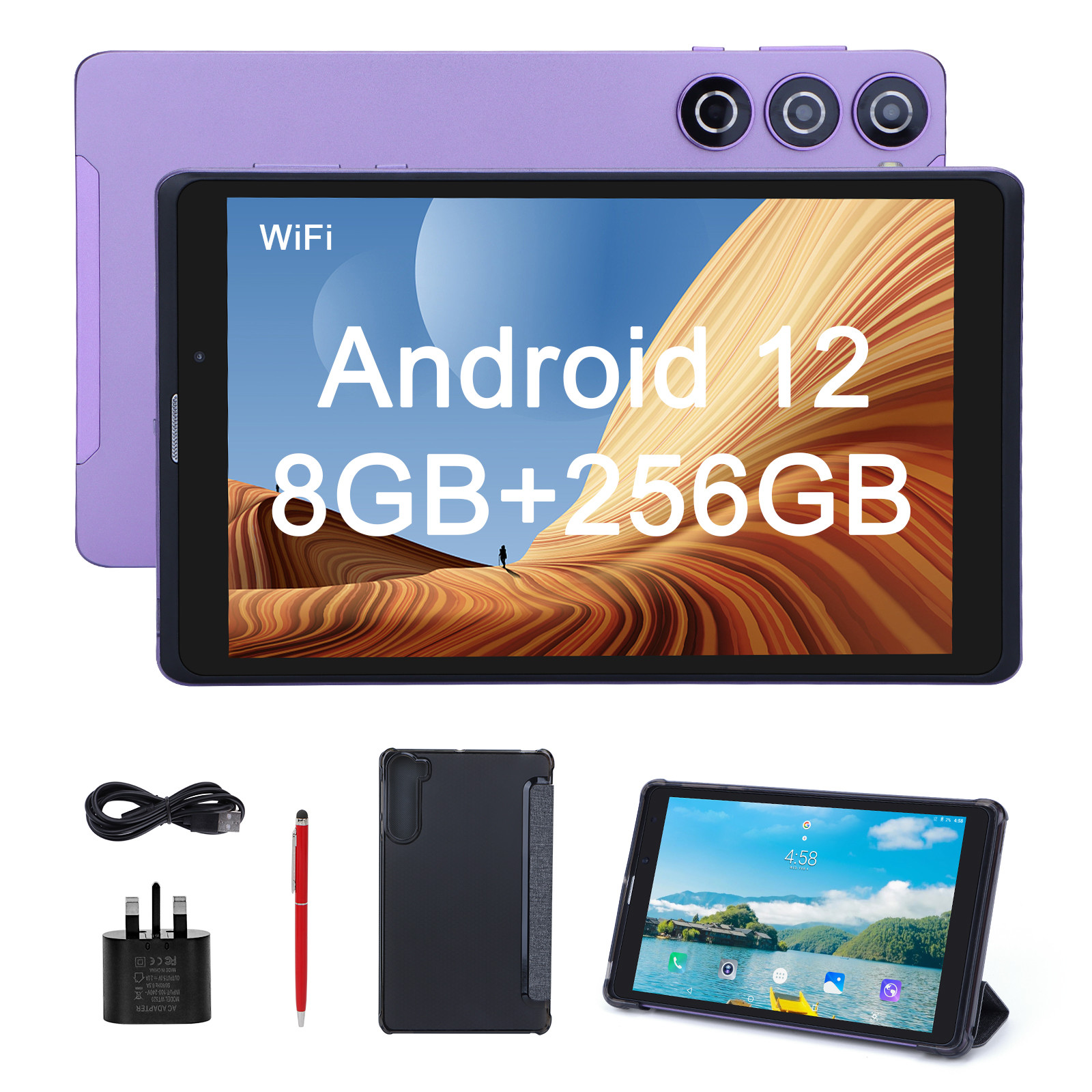 China C idea Android 12 Tablets Púrpura Lectura portátil Larga duración de la batería Tarjeta TF Tablets de pantalla HD expandible con caja CM835 on sale