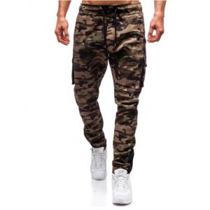 Men Camouflage Casual Pants Patchwork Cargo Pants Multi Pocket
