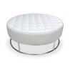 Round Leather Ottoman Storage Box Stainless Steel Base With Fully Assambled