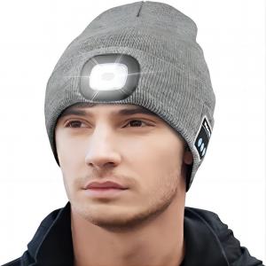China LED Knit Bluetooth Headphones Hat 12hours Play Time Built In Microphone supplier