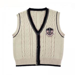 China Knitting Pattern Children Sleeveless Cardigan Sweater Baby Boy Wool Sweater Boy Vest supplier