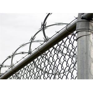 50x50mm 1.2 M Chain Link Fencing Hot Dipped Galvanized Top With Barbed Wire