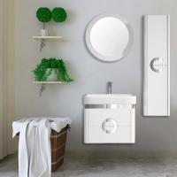 China Wall Mount PVC Bathroom Mirror Cabinet Ceramic Integrated Basin on sale