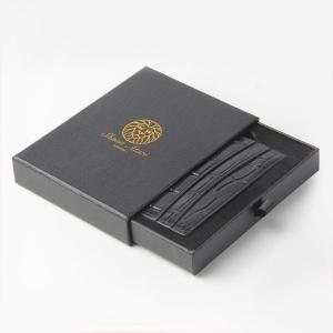 China Custom Premium Black Texture Paper Rigid Cardboard Men's Sets Gift Wallets Box Packaging With Gold Foil Logo on sale