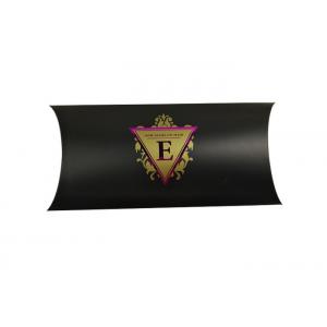 Custom Black Paper Pillow Box Packaging With Hot Stamping Purple Logo