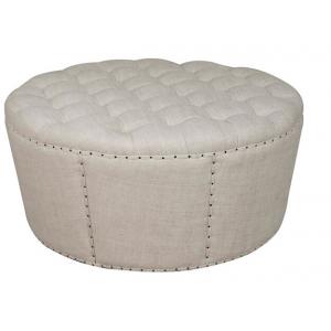 China supplier wholesale good quality linen fabric round household wooden storage ottoman bench