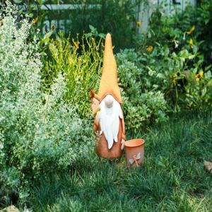 Metal Garden Ornaments Spring Brights Gnome Garden Statuary With Planter