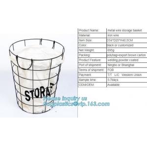 Customized Wire Diameter Stock Pot Cooking Wire Mesh Metal Storage Basket, Industrial Metal Wire Storage Basket With Han