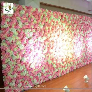 UVG wonderful flower wall backdrop with silk rose and hydrangea for wedding stage decoration CHR1132