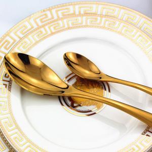 High quality Stainless steel gold cutlery/wedding flatware/dinner spoon/serving spoon
