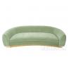 China Luxurious Mohair Sofa Home Furniture Golden Brass Metal Base Green Velvet Fabric wholesale