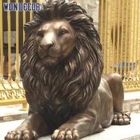 China Outdoor  Life Size Lion Bronze Statue Bronze Lion Sculpture 110cm on sale