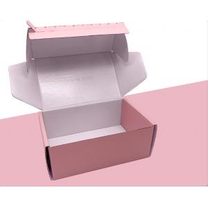 Pink Corrugated Card Packaging Apparel Gift Boxes With Tearing Off Tape