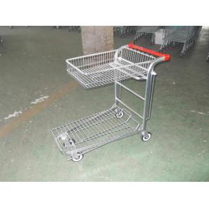 Warehouse cargo plat form trolley with top folding basket and 4 swivel flat casters
